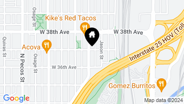 Map of 3654 Kalamath Street, Denver CO, 80211