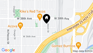 Map of 1115 W 37th Avenue, Denver CO, 80211