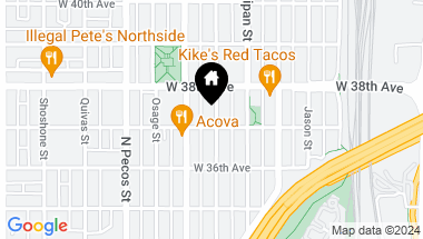 Map of 3711 Mariposa Street, Denver CO, 80211