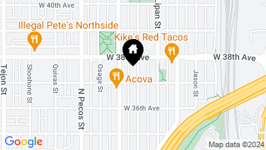 Map of 3715 Mariposa Street, Denver CO, 80211