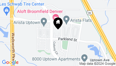 Map of 8329 Parkland St, Broomfield CO, 80021