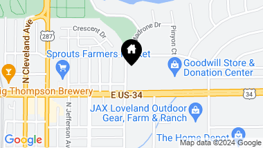Map of 1500 Monroe Ave, Loveland CO, 80538