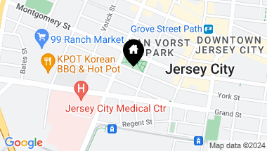 Map of 287 YORK ST, JC, Downtown NJ, 07302