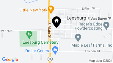 Map of 209 W Prairie Street, Leesburg IN, 46538
