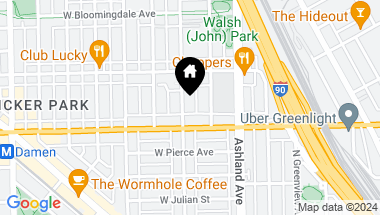 Map of 1621 N Paulina Street, Chicago IL, 60622