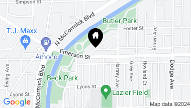 Map of 2311 Emerson Street, Evanston IL, 60201