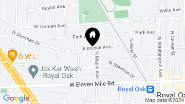Map of 807 Florence Avenue, Royal Oak MI, 48067