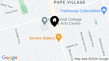 Map of 860 Pape Ave, Toronto Ontario, M4K 3T8